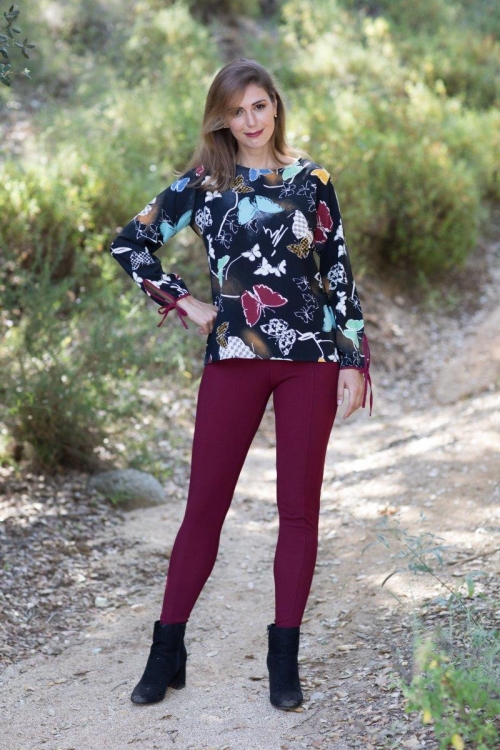17029 Blusa 7289 Legging-Marrón, Negro, verde, granate, crudo, beige, marino